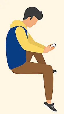 Jugendlicher mit einem Handy in der Hand